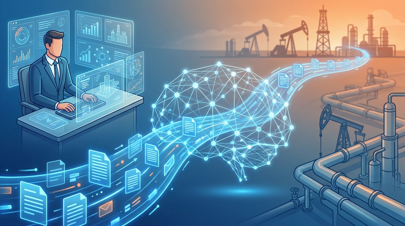 AI document automation in oil and gas engineering - digital workflow visualization